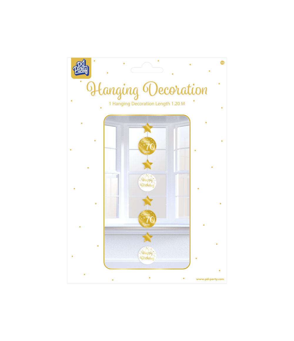 Hangdecoratie 70 Jaar Goud Wit 20,5cm
