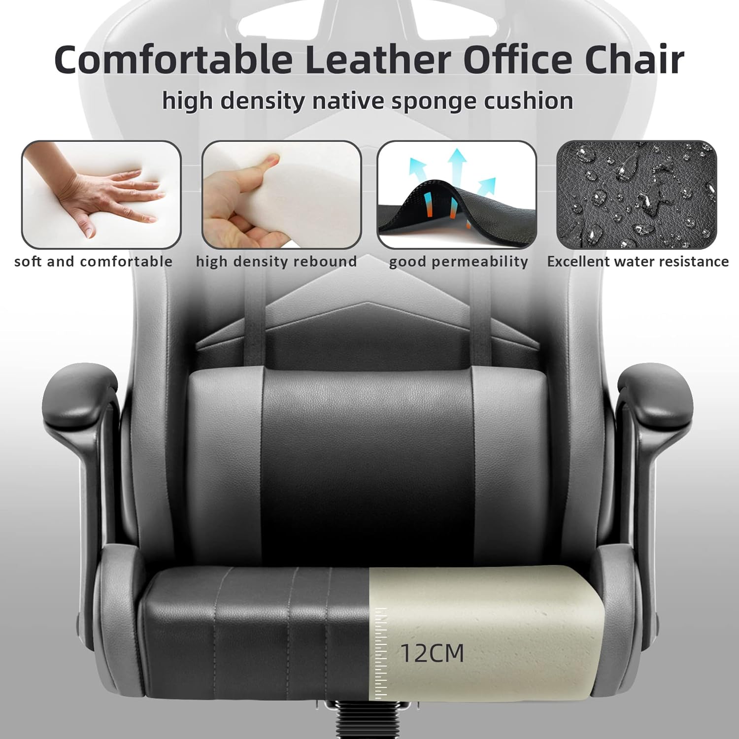 IntimaTe WM Heart Gaming Stuhl, Bürostuhl mit Verstellbarem Kopfkissen und Lendenkissen, Ergonomischer Schreibtischstuhl, Racingstuhl mit Hoher Rückenlehne, 52 x 49 x 130cm (Grau)