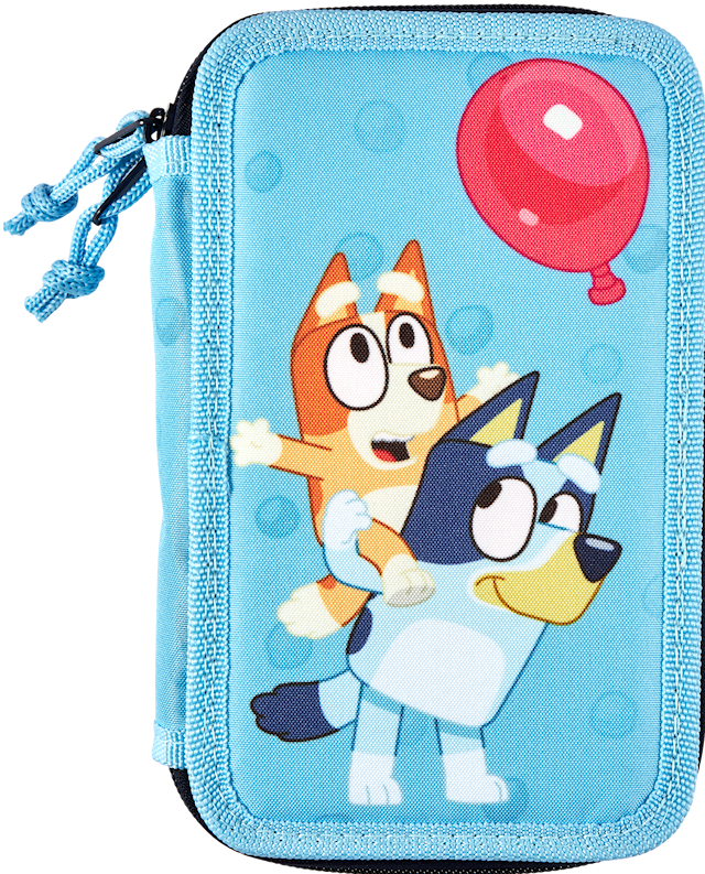 Bluey dobbel pennal med innhold