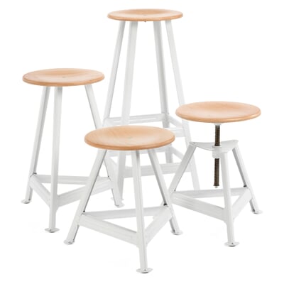 Hocker Chemnitz, höhenverstellbar, RAL 9016 Verkehrsweiß