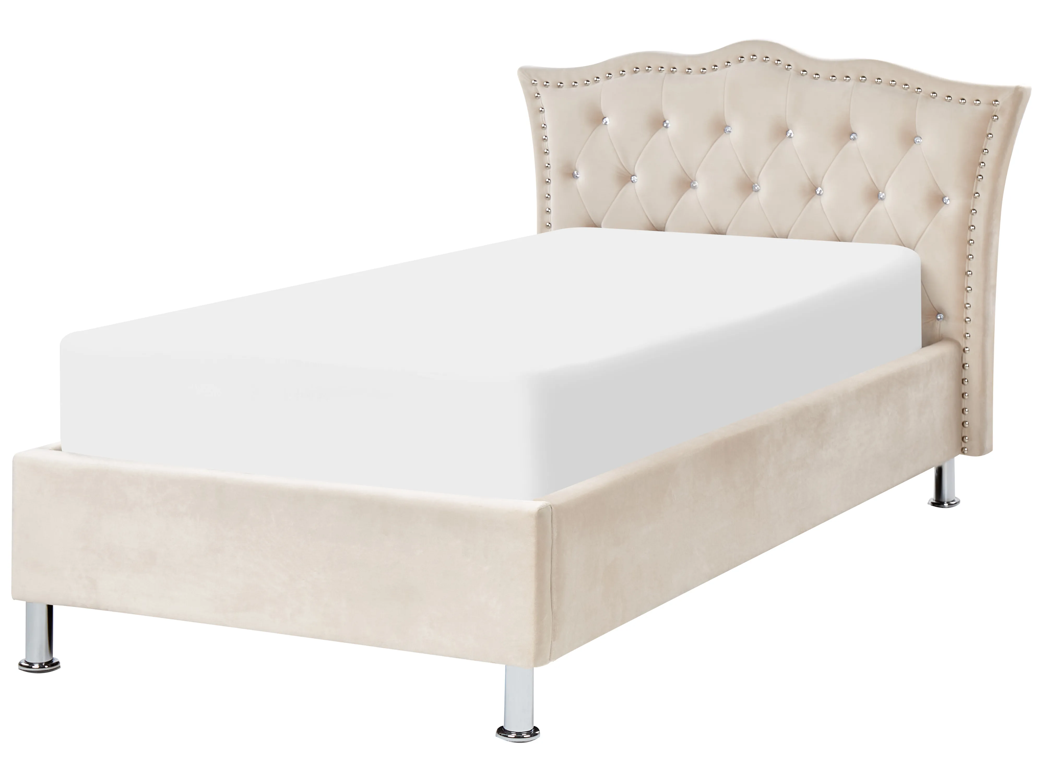 Bed met opbergruimte Fluweel METZ 90 x 200 cm Beige