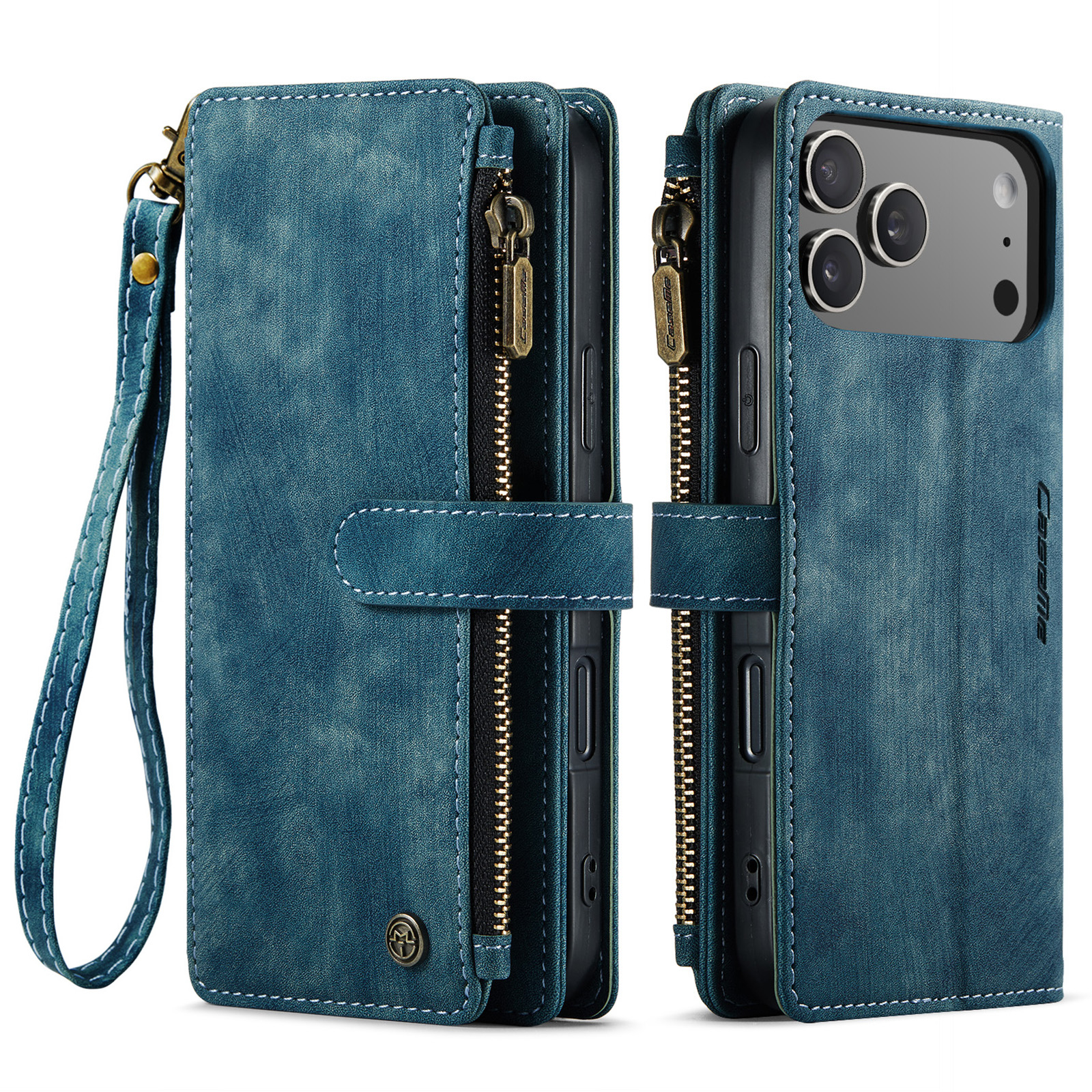iPhone 17 Pro Max 2in1 Leder Tasche Karten Etui - Blau
