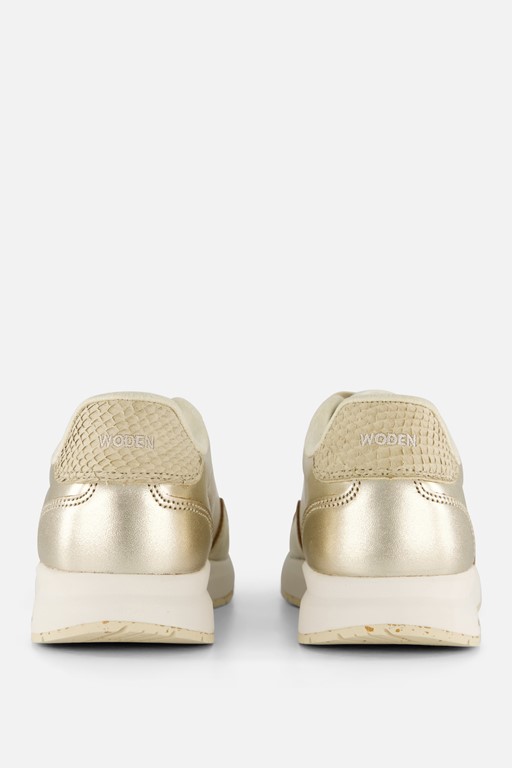 Woden Nora Natural Soft Sneakers goud Leer