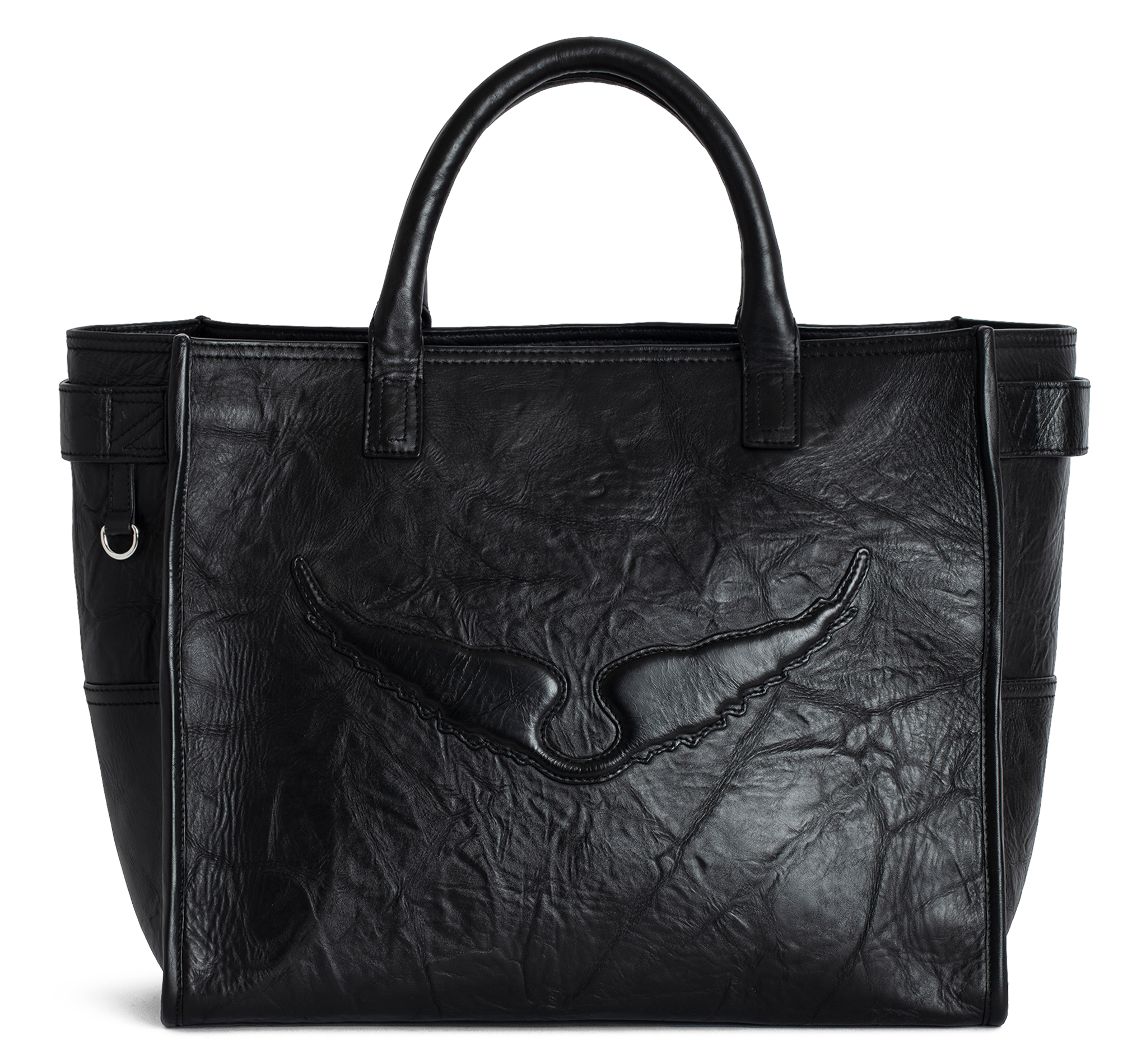 ANGEL - Sac cabas en cuir effet froissé | Noir