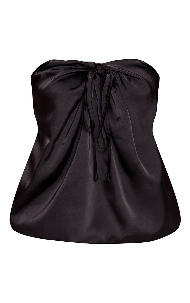 Noir Ensemble Coordonné Petite Top Bandeau En Satin Fluide À Nouer Devant