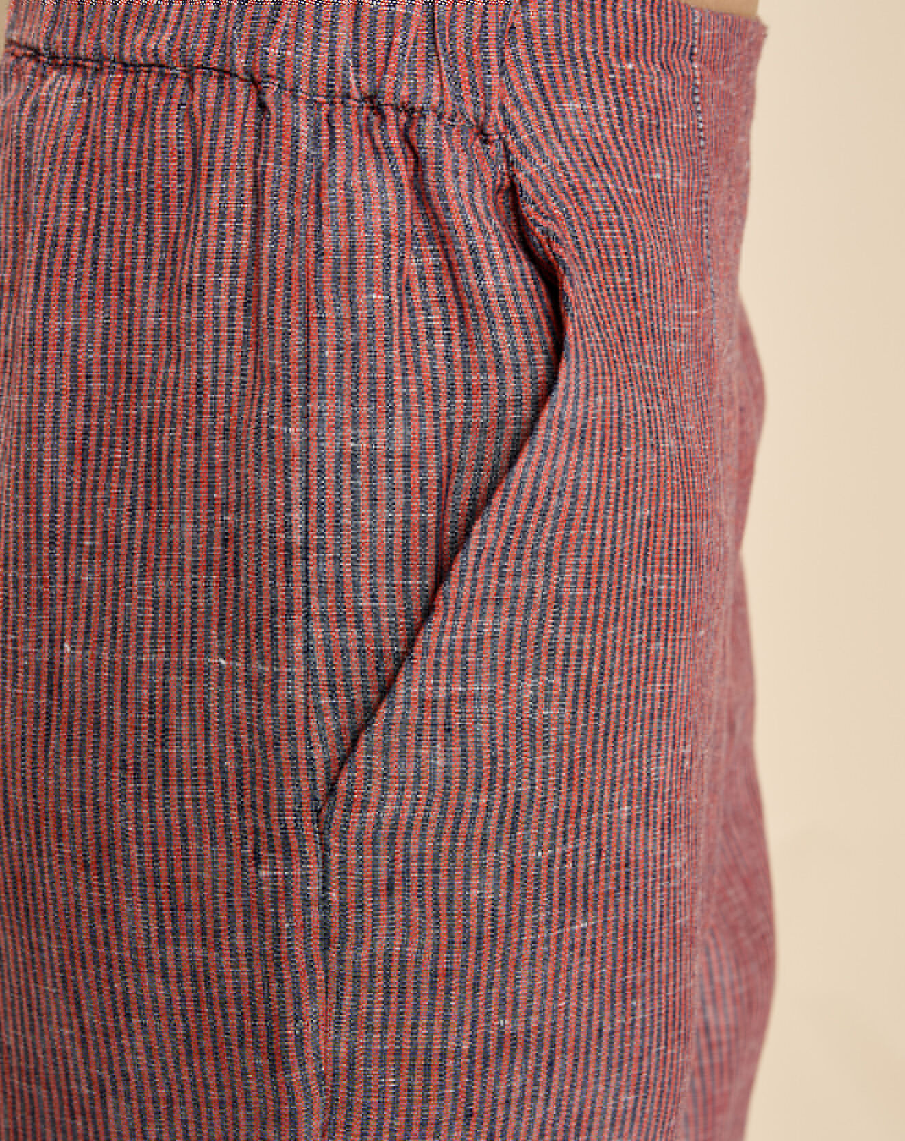 Harris Wilson Pantalon 100% Lin Emmos rayé marine/géranium