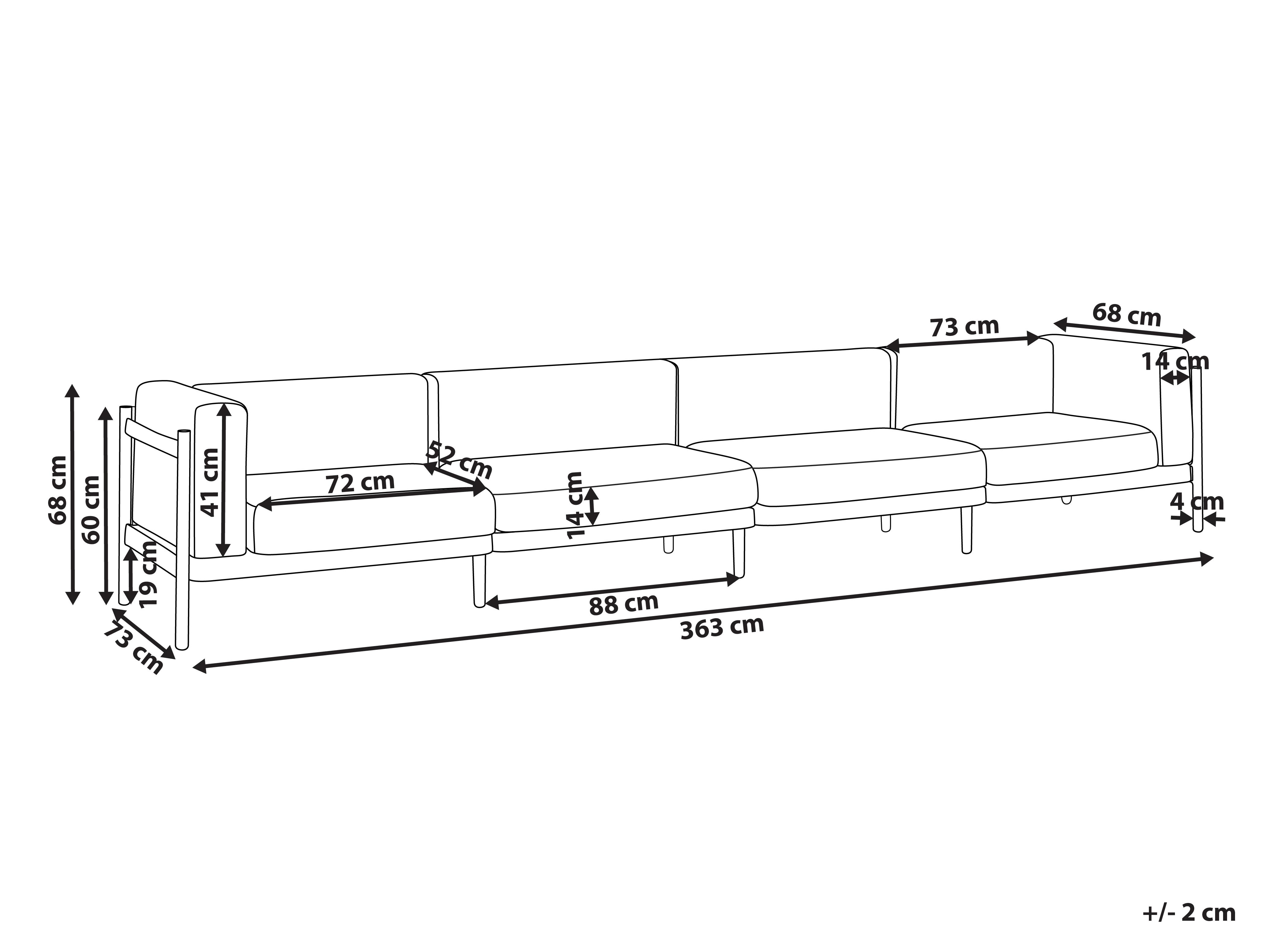 Tuin loungebank 4-zits FERRETTI Lichtbeige