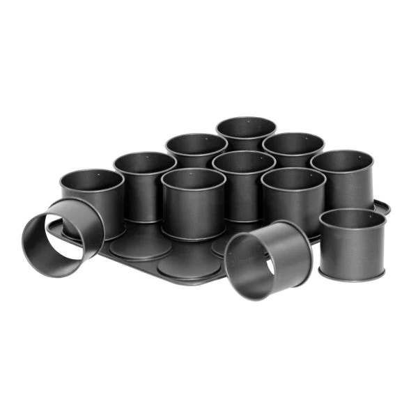 Plaque pâtisserie 12 mini moules ronds amovibles Black Metallic Zenker