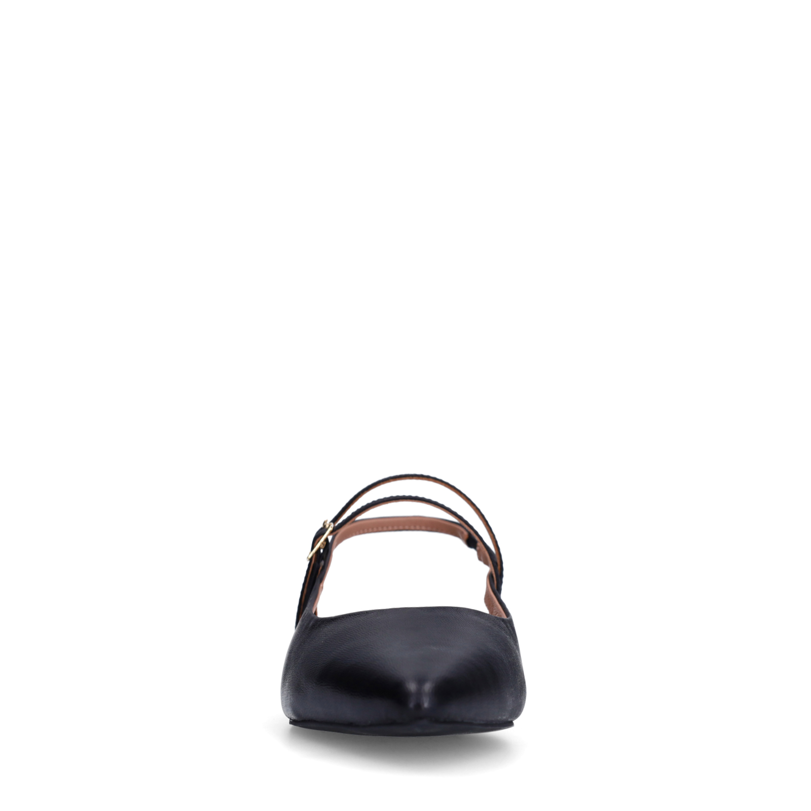 Zwarte leren slingbacks met dubbele bandjes