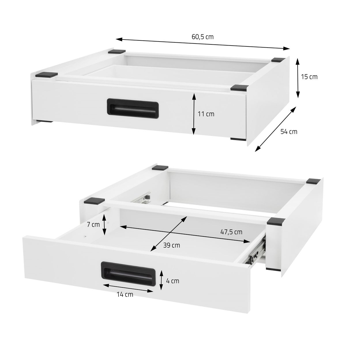 ML-Design stapelkit voor wasmachine en droger met uittreklade, staal, 60x55cm, wit, antislip, universele stapelkit, stapelframe, drogerstapel