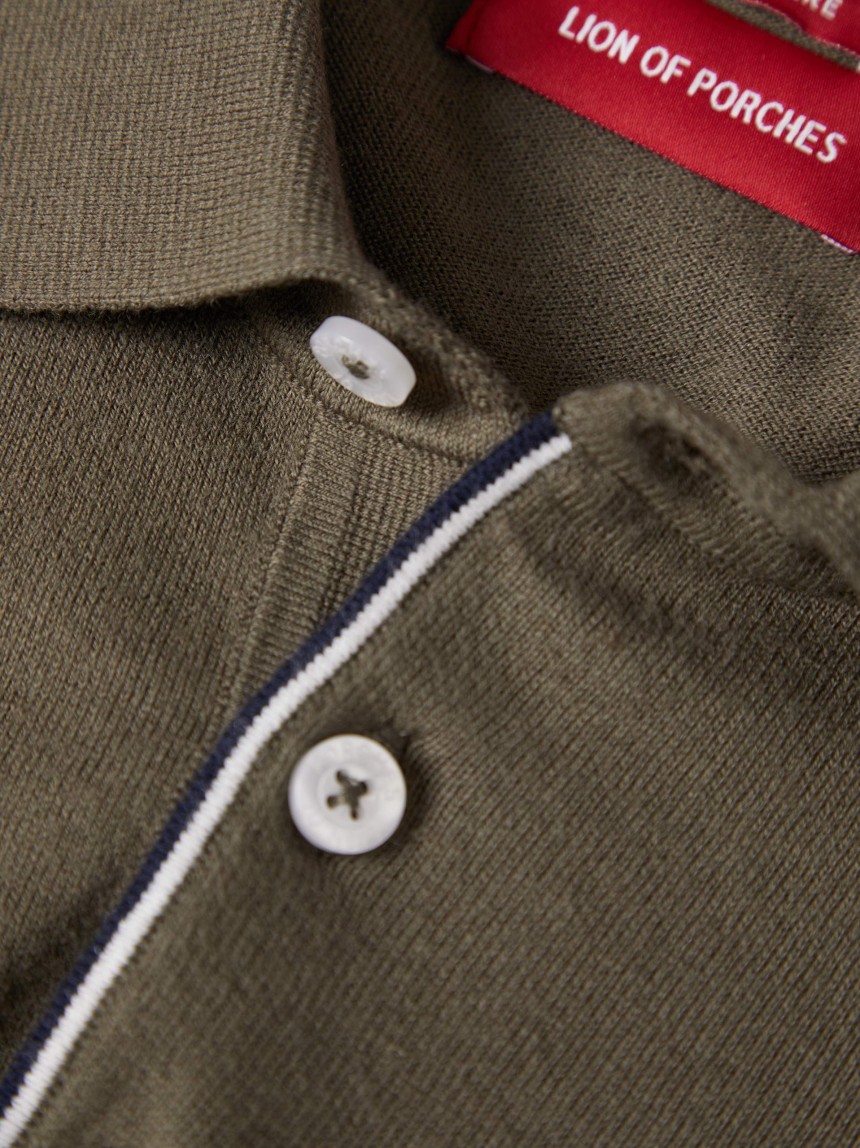 Polo de manga comprida em algodão e caxemira