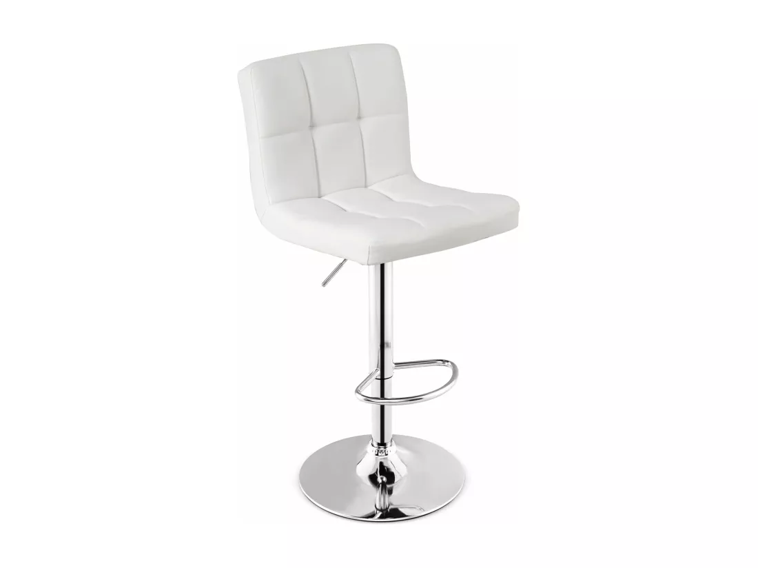 Tabouret de bar, pivotante, hauteur réglable 65-85 cm, repose-pieds,avec dossier (Blanc,1)