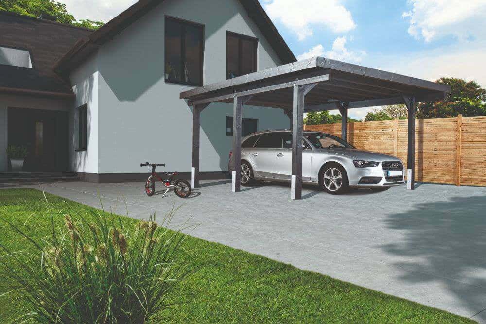 Alpholz Malmö enkele carport, houten carport in zwart, overkapping, luifel