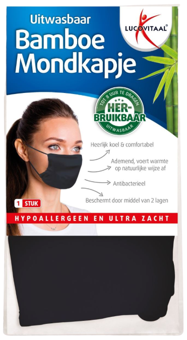 Lucovitaal Bamboe Mondkapje Blauw 1 stuk
