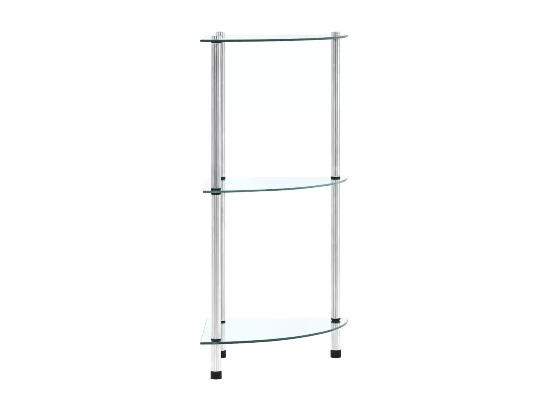 Étagère 3 niveaux Transparent 30x30x67 cm Verre trempé