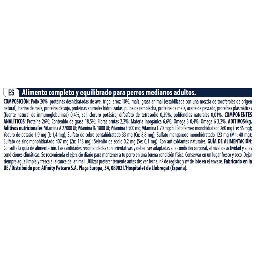 kg de ração Advance Active Defense para cães adultos de porte médio com sabor de frango e arroz.