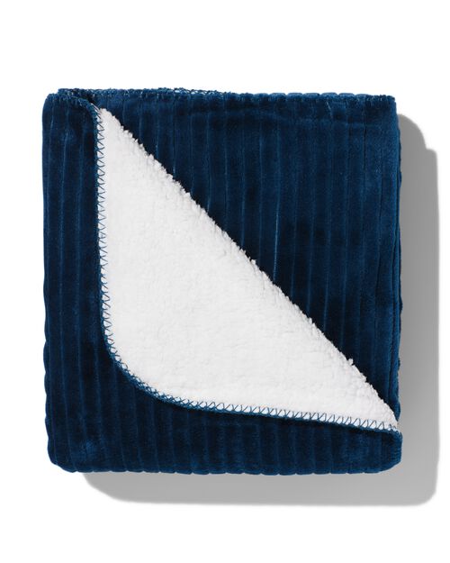 plaid sherpa bleu 130 x 150