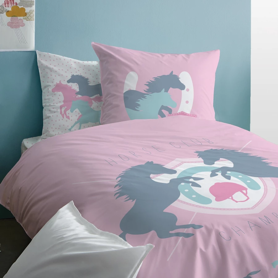 MTOnlinehandel Bettwäsche Kinder-Bettwäsche, Flanell, 80x80 + 135x200 Pferde Friends