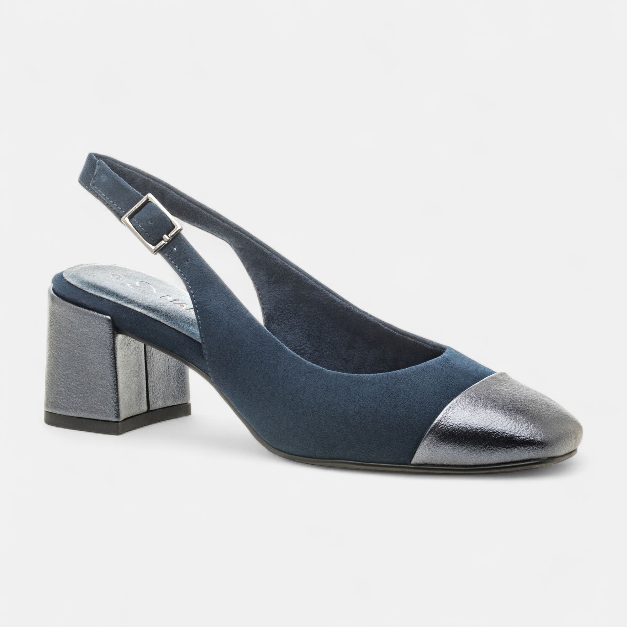 Escarpins avec bride arrière à talon Femme bleu marine