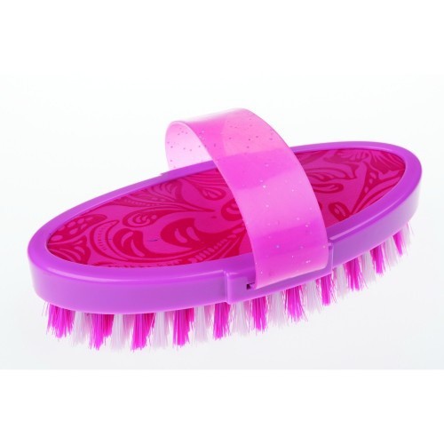 Escova Roma de couro macio para cavalos, rosa