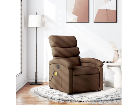 VIDAXL - Fauteuil Relaxation Fauteuil de massage inclinable - brun - tissu - 70x92x99,5cm