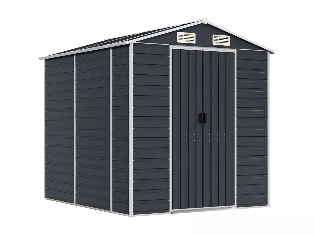 Abri de jardin anthracite 191x215x198 acier galvanisé