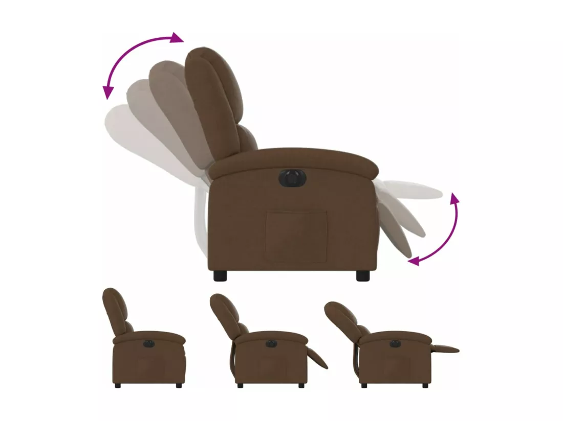 Fauteuil inclinable électrique Marron Tissu