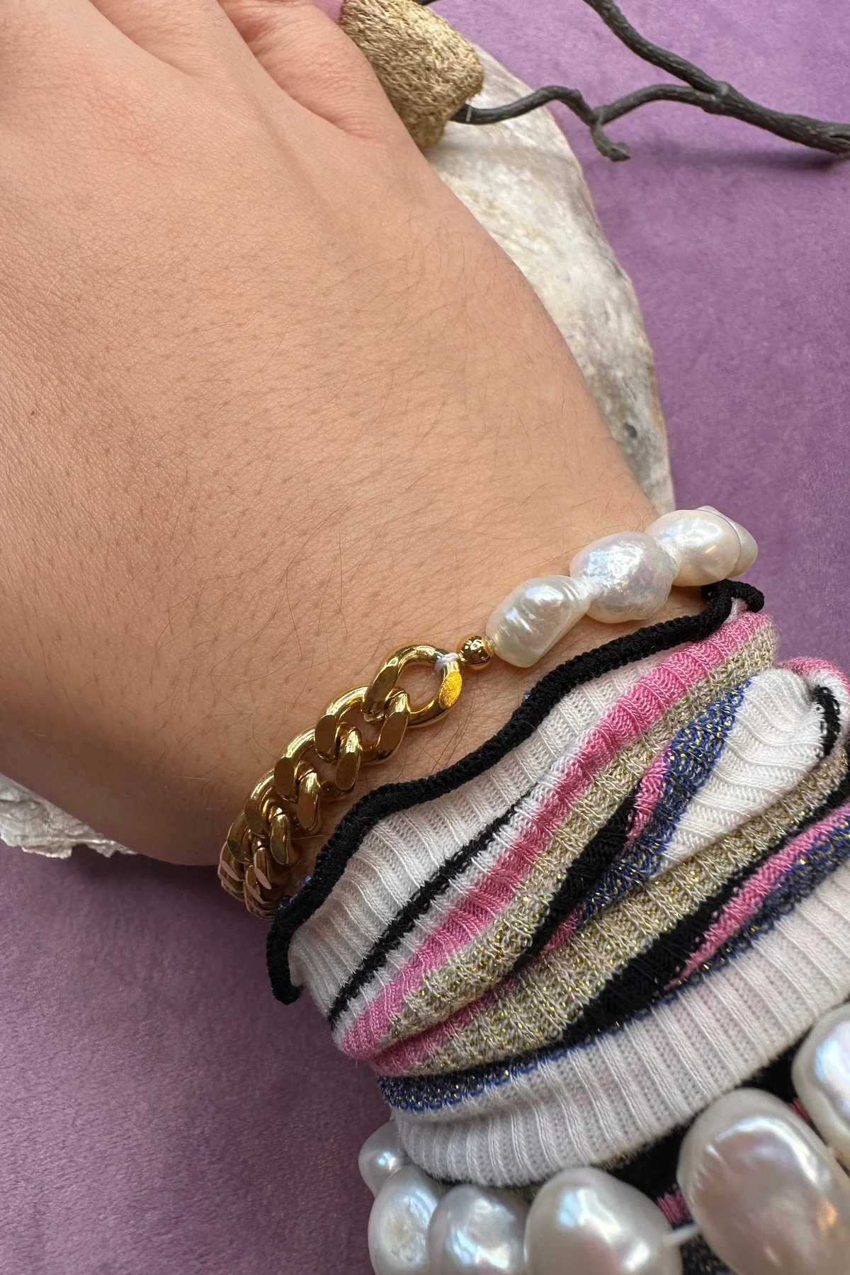 Mellow Moon Armbånd Perle & Forgyldt