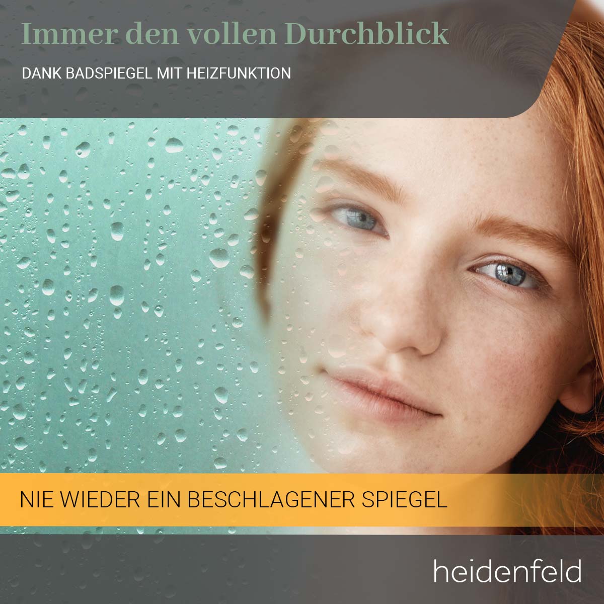 Heidenfeld Infrarot-Spiegelheizung HF-HS200, Wetteranzeige, LED-Licht, 200-500 Watt, Anti-Beschlag (500 Watt)
