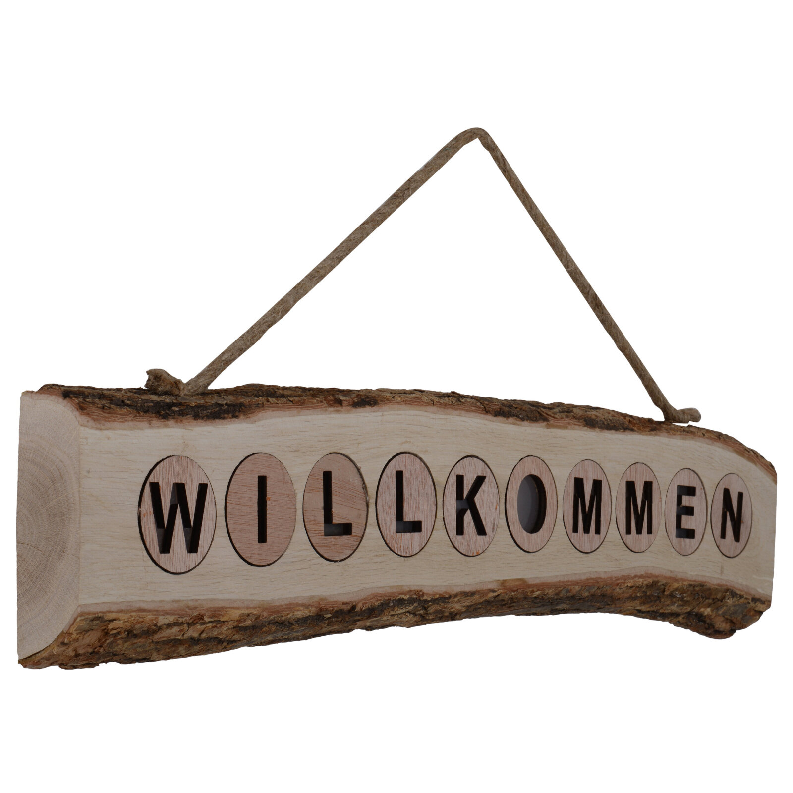LED-Dekoleuchte WILLKOMMEN - natur - Holz