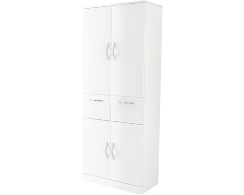 Baden Haus Bahia hoge kast, 60 cm breed, wit hoogglans, volledig gemonteerd met beschermfolie