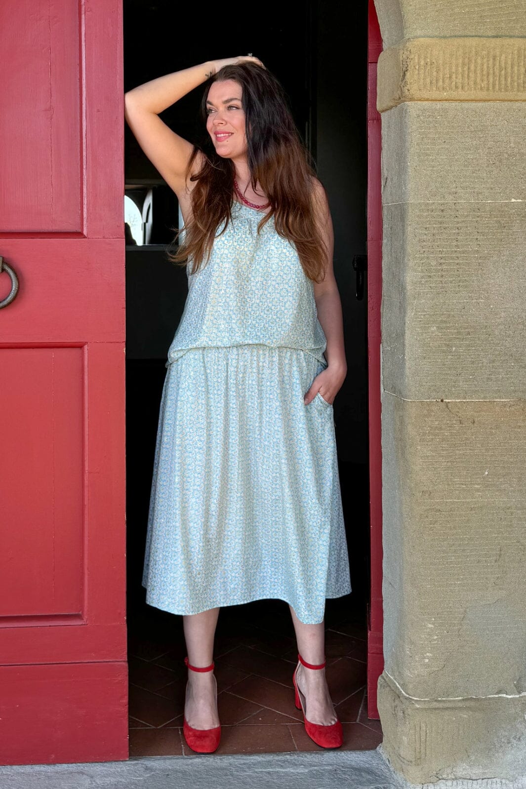 Black Colour Bcluna Wide Midi Skirt paradise blue