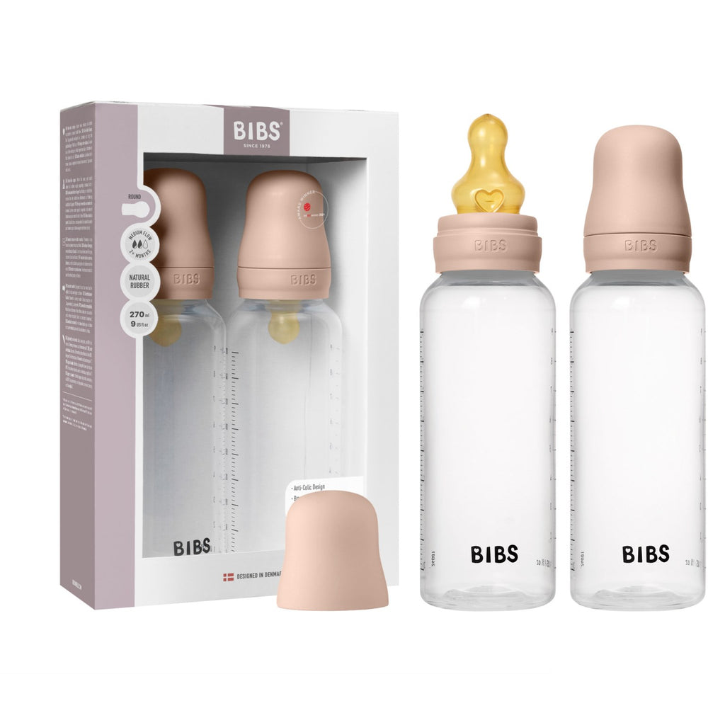 Køb Bibs Blush Baby Flaske Round Latex 2-Pak 270 Ml Medium Flow