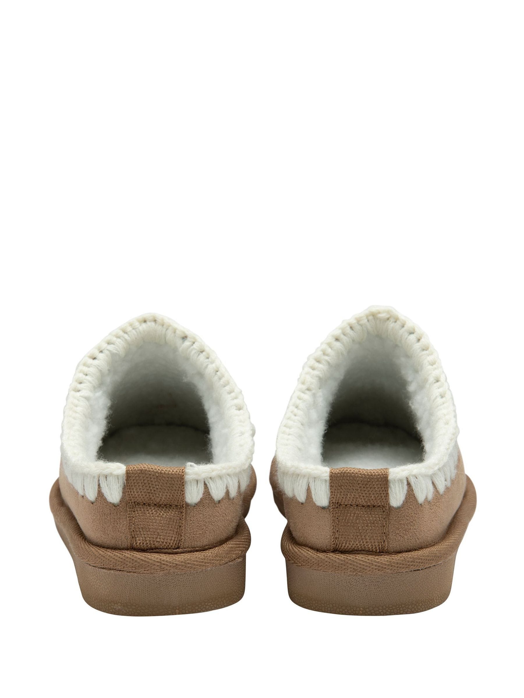 Bruin - Dunlop Faux Suede Whipstitch Mule Slippers