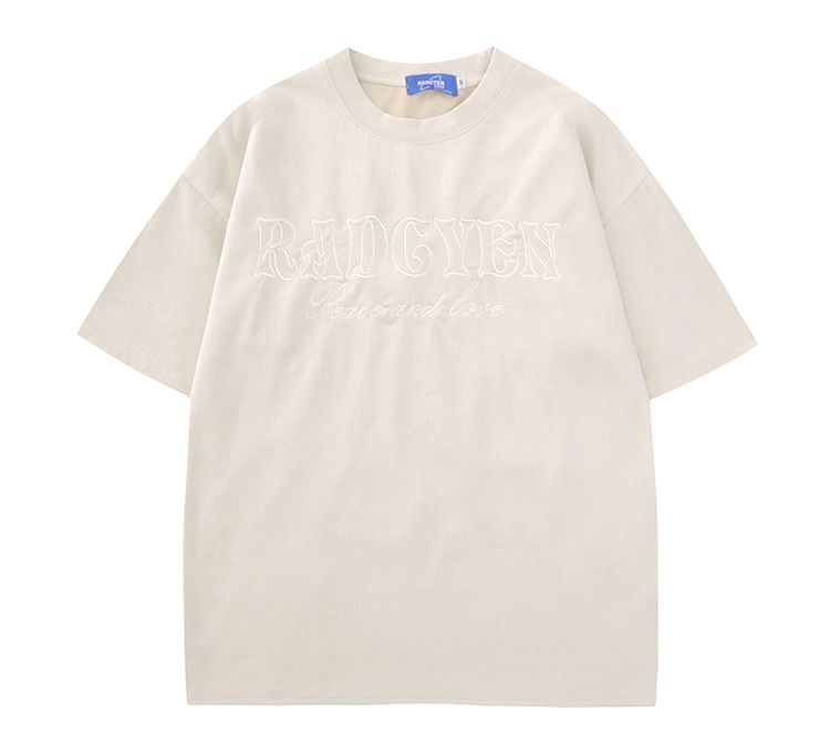 CHIC ERRO - T-shirt met korte mouwen, ronde hals en geborduurde letters