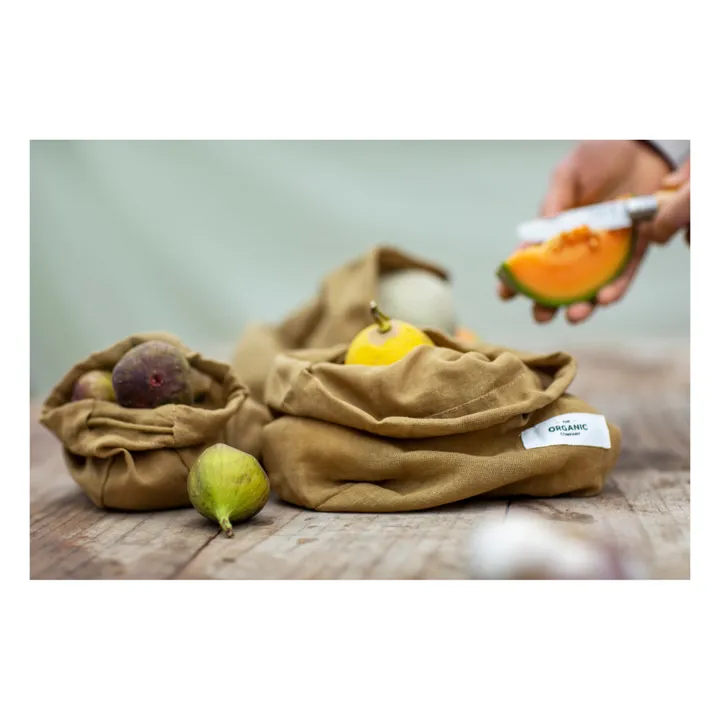 The Organic Company Food bag en coton bio - Set de 3 | Vert kaki