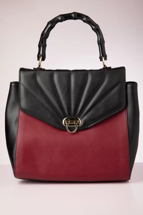 Banned Retro Bamboo Lux handtas in bordeauxrood en zwart