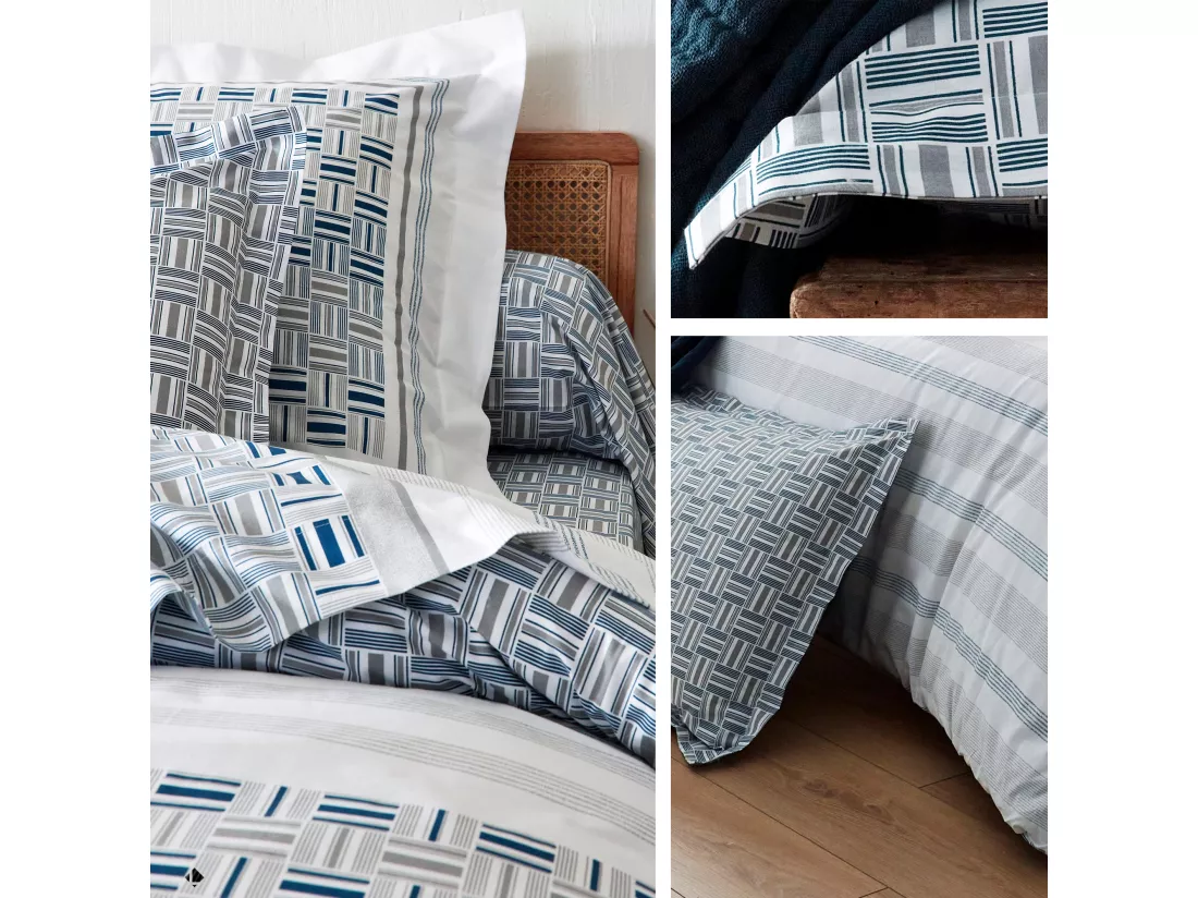 Housse de couette 240x220 cm coton DIEGO bleu baltique
