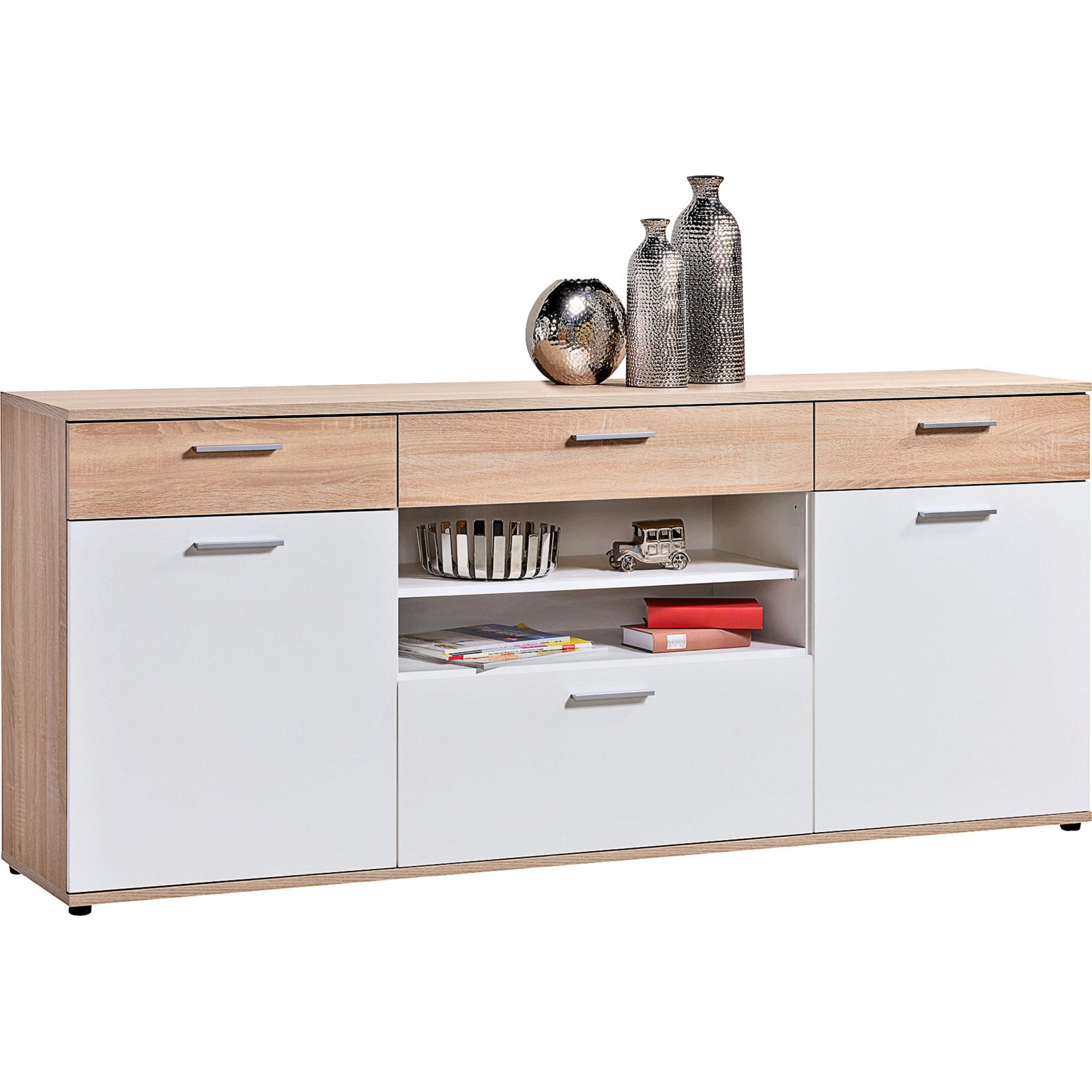 Sideboard Oscar Dekor Eiche Sonoma weiss 192 x 82 x 40 cm