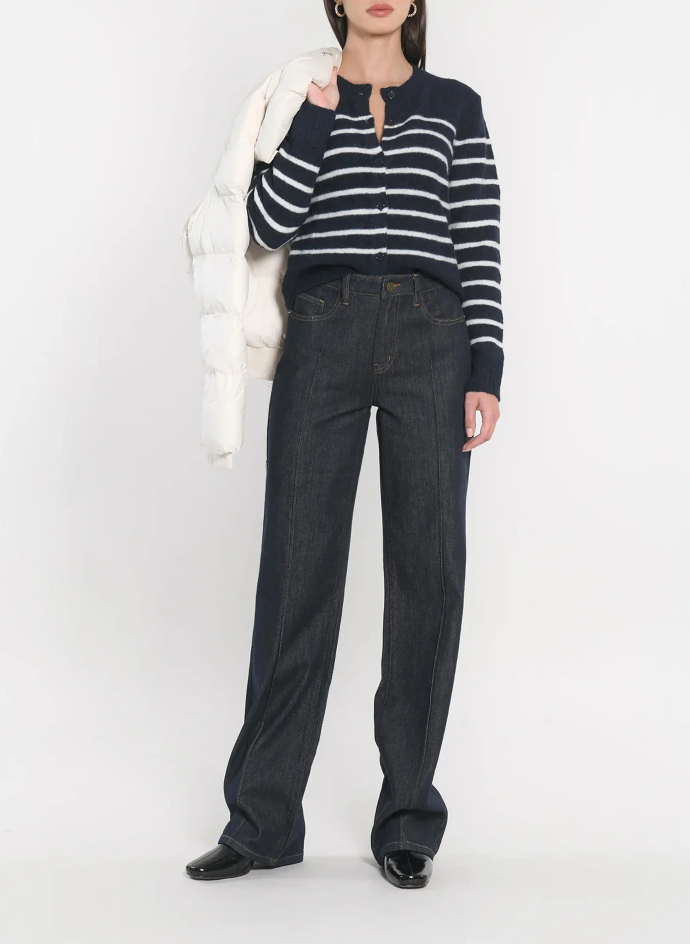 CONNIE - Gilet col rond en laine mélangée | Beige