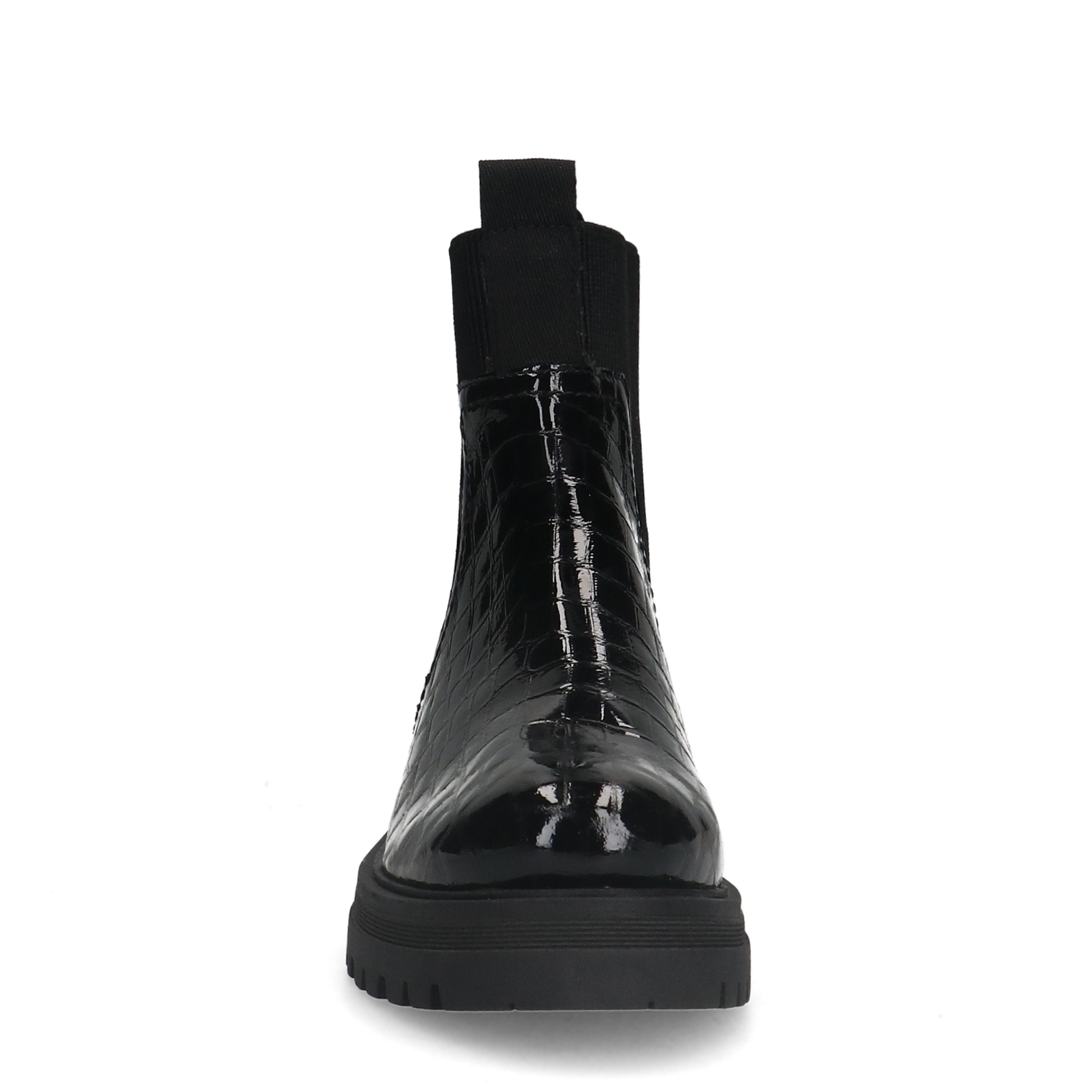 Zwarte leren croco chelsea boots