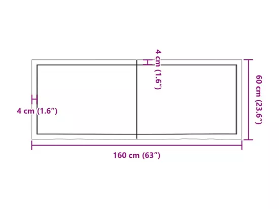 Comptoir de salle de bain marron 160x60x(2-6) cm bois traité