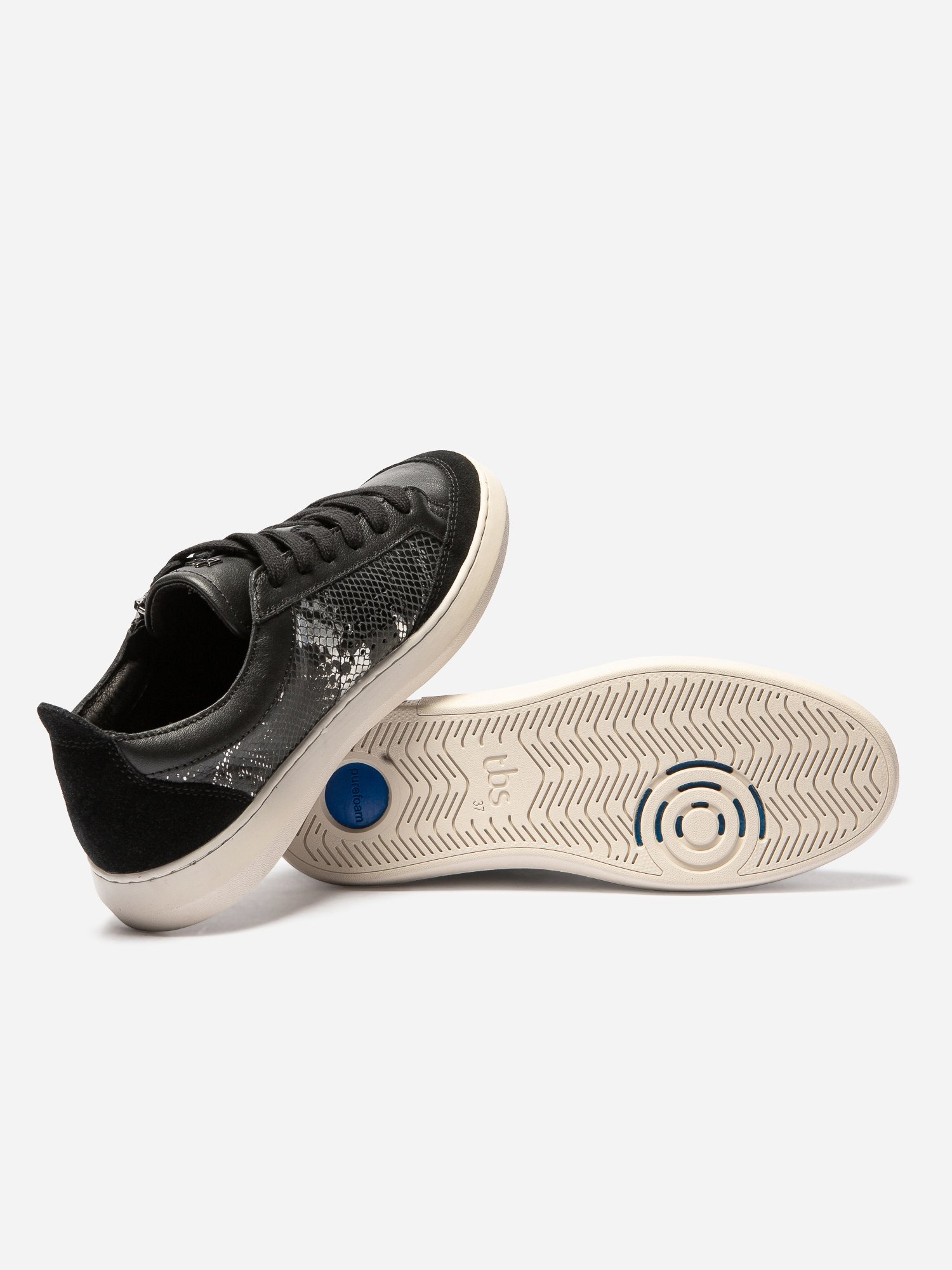 Baskets Femme Confort Purefoam Zippées Cuir Noir