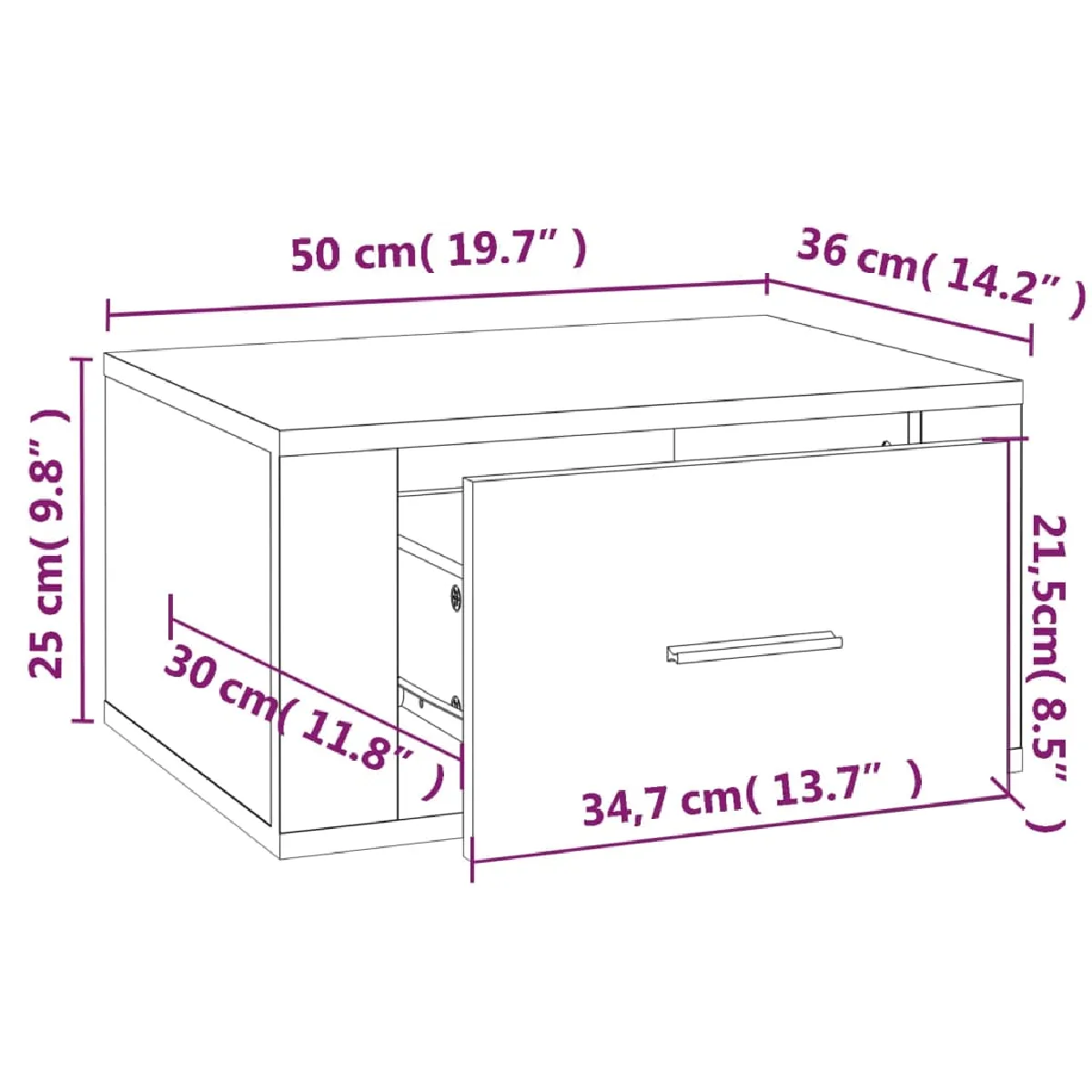 vidaXL Table de Chevet Murale - Blanc