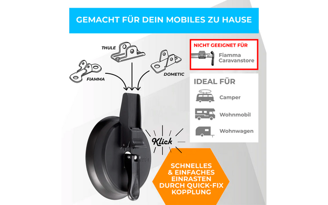 Graft Universal Wohnmobil Markisenhalterset Saugnapf Ø 14 cm / 2 Stück