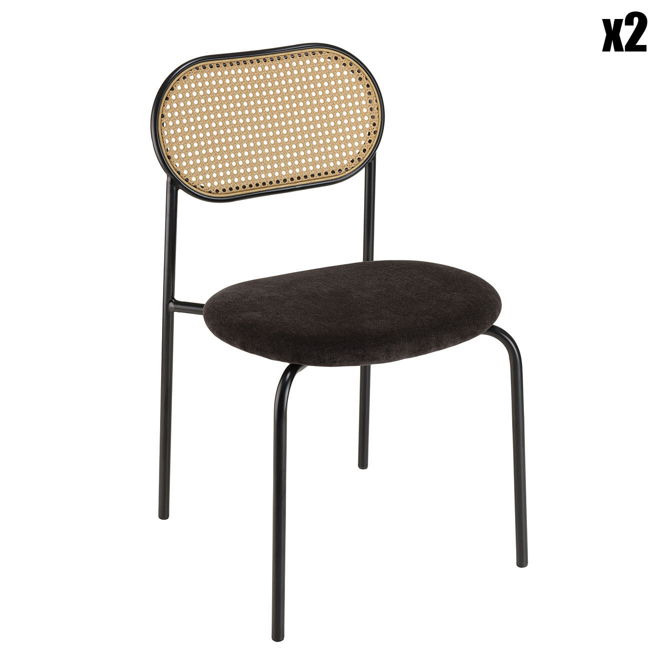 Macabane 2 Chaises Léa noires - 46x48x80 cm