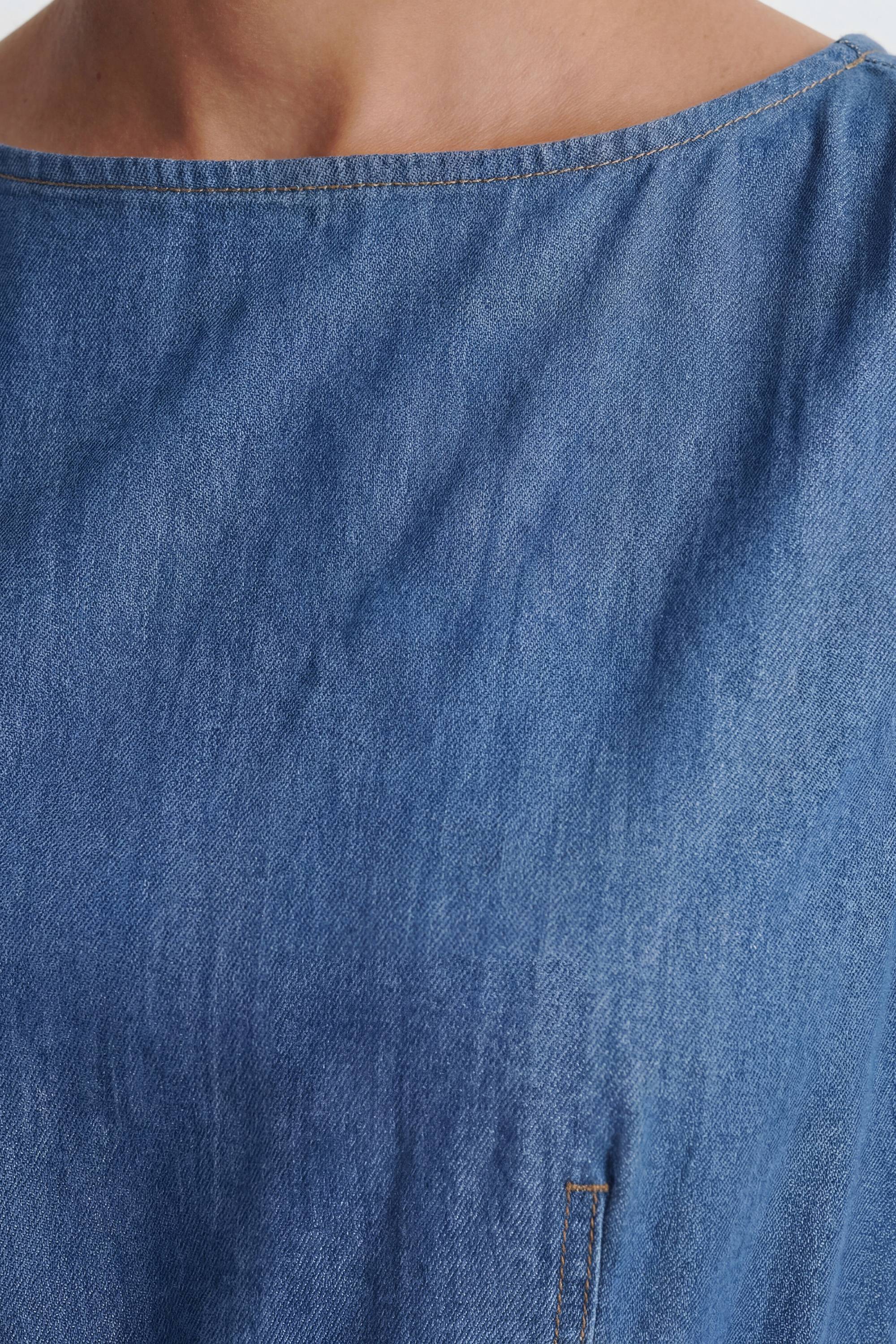 KarenMillen Robe Ajustée En Denim À Jupe Évasée Avec Ceinture