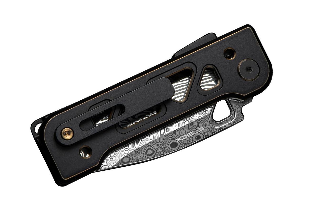 WE Knife Tyro WE24001-DS1 Hakkapella Damasteel, Black Gold Titanium, Snecx Tan design, zakmes
