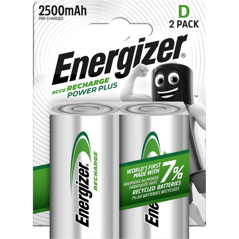 Energizer rechargeables - Pack de 2 accus D/HR20 1,2V