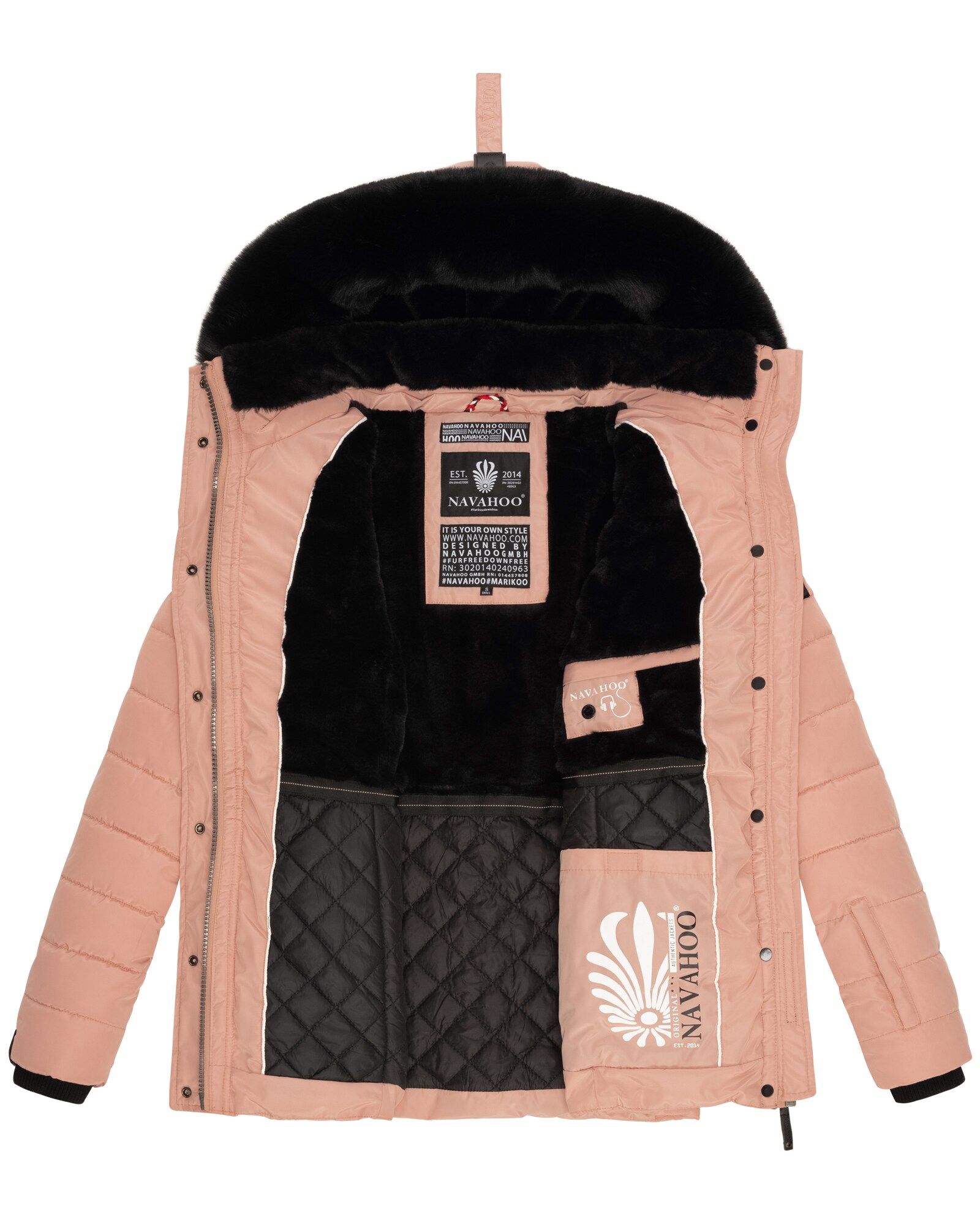 NAVAHOO Damen Warme Steppjacke Winterjacke mit weicher Kunstfell-Kapuze Milianaa